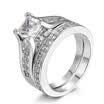 Silver Color 05ct Cubic Zirconia Studded CZ Diamond Rings Fashion Wedding & Engagement Ring Set For Women R570