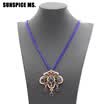 Vintage Turkish Women Seed Bead Flower Pendant Necklace Sets Antique Gold Color Resin Indian Ethnic Wedding Retro Strand Jewelry
