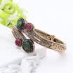 Elegant Women Heart Bracelet Turkish Resin Jewelry Antique Gold Color Resin Hollow Out Ladies Ethnic Bangles Pulseiras Feminino
