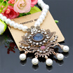 Vintage Flower Strand Bead Pendant Necklace Set Women Antique Simulated-pearl Chain Turkish Indian Wedding Resin Corsage Jewelry
