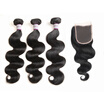 Racily Hair Brazilian Body Wave 3 Bundles With Lace Closure Natural Black Human Extensions Weave Bundle racily hair kopen in de aanbieding