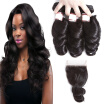 Brazilian Virgin Hair Loose Wave 3 Bundles With Closure Lace Unprocessed Human Extensions huismerk kopen in de aanbieding Brazilian Virgin Hair Loose Wave 3 Bundles With Closure Lace Unprocessed Human Extensions huismerk kopen in de aanbieding