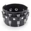 Hpolw Wide Bullet Leather Mens Bangle Cuff Bracelet Punk Rock Fits 75 to 85 Black