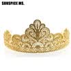 New Arrive Gold Flower Bridal Crown Rhinestone Tiaras Women Wedding Hair Jewelry Accessories Beauty Queen Stage Tiaras Gift