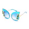 SHAUNA oversize decoración de lujo de cristal mujeres gafas de sol ojo de gato bisagras de primavera señoras gradiente lentes de l