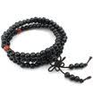 Hpolw Mens Womens Wool Bracelet Tibetan Buddhist Sandalwood Beads Prayer Mala Necklace Black