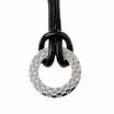Collar de cuero con círculos en plata y diseño de cuadros de acero inoxidable para hombres