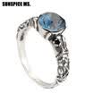 Bohemia Ethnic Engagement Ring For Women Antique Silver Color Big Stones Relief Female Fine Vintage Rings Wedding Jewelry 2018