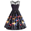 Gbtiger Flamingo Print Mesh Yoke Sleeveless Vintage Dress gbtiger kopen in de aanbieding