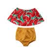 2 piezas de ropa de niña recién nacida para niños fuera del hombro Top T-Shirt Shorts Pantalones Trajes