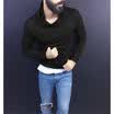 Elegante para hombre de algodón de cuello alto Polo suéter suéter Stretch Jumper 3 colores Top