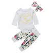 UKSeller Baby Girl Top Traje de mameluco Pantalones florales Leggings Cintillo Conjunto de traje