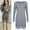 Meihuid Women Winter Lace Long Sleeve Mini Dress Knit Pullover Sweater Jumper Tops meihuid kopen in de aanbieding