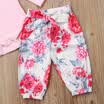 Newborn Toddler Baby Girls Floral Pink Tops Romper pantalones 3 piezas conjunto de ropa conjunto