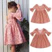 Vestido de la muchacha de flor plisada del niño del cordón de la vendimia vestido de fiesta de la princesa boda de cumpleaños