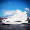 Idifu Mens Casual Round Toe High Top Sportive Lace Up Flat Sneakers Canvas Shoes idifu kopen in de aanbieding