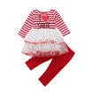Niños recién nacidos Bebé Niñas Rayas de Navidad Vestido Pantalones superiores Leggings Trajes Ropa