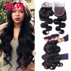 Nlw 10A Brazilian Virgin Human Hair 4 Bundles With Closure Body Wave Weaves nlw kopen in de aanbieding