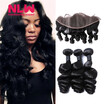Nlw 10A Brazilian Virgin Human Hair 3 Bundles With Frontal Loose Wave Weaves nlw kopen in de aanbieding