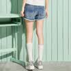 Semir Semir denim shorts water wash holes comfortable student loose student cat pants 11216220079 cowboy blue gray 28