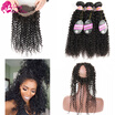 Sassy Girl 360 Indian Virgin Hair With Frontal Closure Lace Bundle Curly Kinky sassy girl kopen in de aanbieding