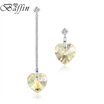 Baffin Romantic Heart Pendant Drop Earrings Long Chain Piercing Asymmetrical Jewelry For Women Lovers Wedding