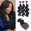 Iueenly 3 Bundles With Closure Human Hair Peruvian Virgin Body Wave 7A Unprocessed iueenly kopen in de aanbieding
