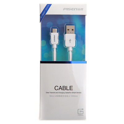 

PISEN Дата кабель 2в1 Micro USB 1.5 м, зарядка и передача данных, белый
