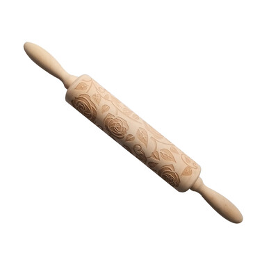 

Letter Love Heart Rose Engraved Rolling Pin Sticks Wood Embossing Baking Cookies Cake Roller