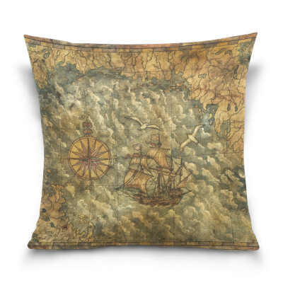 

ALAZA Throw Pillow Cover 16 X 16 inch Cushion Cover with Map Printed Pillowcase