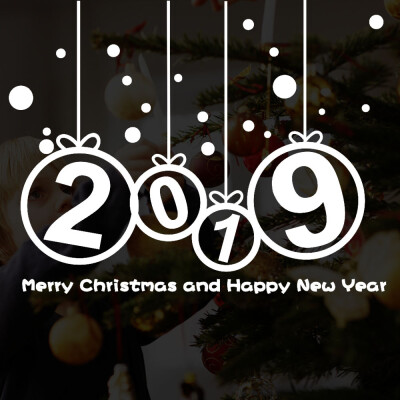 

Gobestart New Year 2019 Merry Christmas Wall Sticker Home Shop Windows Decals Decor