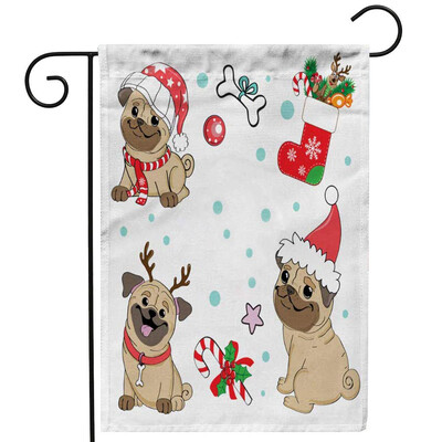 

Gobestart Merry Christmas Santa Claus Dog Elk Garden Flag Family Decoration Flag 30x45cm