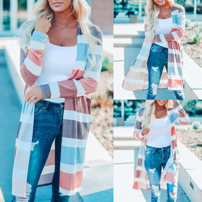 

Tailored Fashion Womens Casual Loose Long Sleeve Rainbow Down Knit Cardigans Outwear
