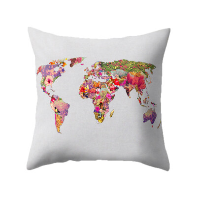 

1818Inch Fashion Modern World Map Square Throw Pillow Case Sofa Cushion Cover Home Decor