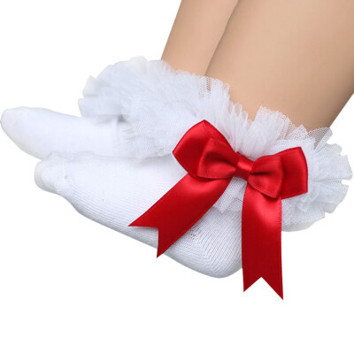 

Baby Girls Ankle Socks Toddler Kids Bowknot Lace Cotton Socks