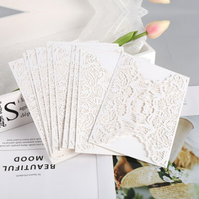 

White 10pcs Vertical Laser Cut Butterfly Invitations Cards Kits for Wedding Bridal Shower Birthday Anniversary Party