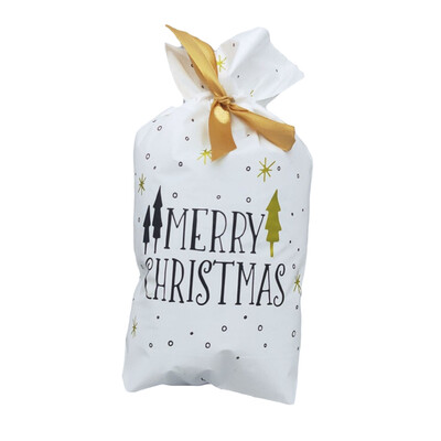 

50PCS Christmas Gift Candy Bags Cookies Bag Merry Christmas Party Favor Plastic Bag Package Pocket Ribbon Package