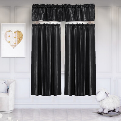 

Toponeto 3Pcs Pure Color Kitchen Home Curtain With Swag Tier Window Curtain Set