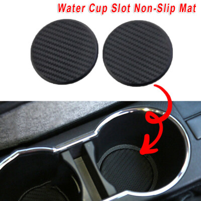 

2Pcs Auto Car Accessories Water Cup Slot Silicone Compound Non-Slip Mat Black