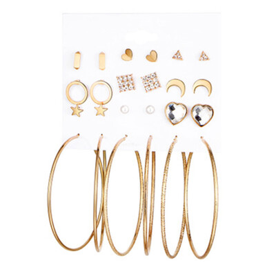 

Women Jewelry Star Moon Love Big Circle Wedding Earring Fashion Personalized Earrings Sets