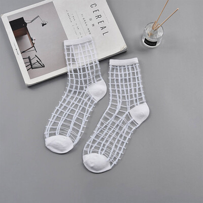 

2019 Chic Fashion Ultrathin Transparent Crystal Lace Elastic Women Ladies Socks