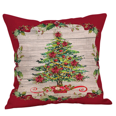 

Tailored Cotton Linen Christmas Tree Zipper Closure Pillow Case Throw Cushion Cover Home