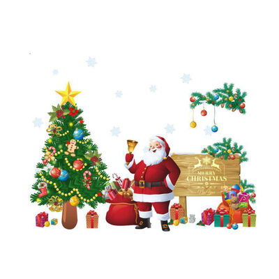 

2019 New Christmas Tree Santa Claus Holiday Decorative Wall Sticker Decals for Home Office Store Hotel