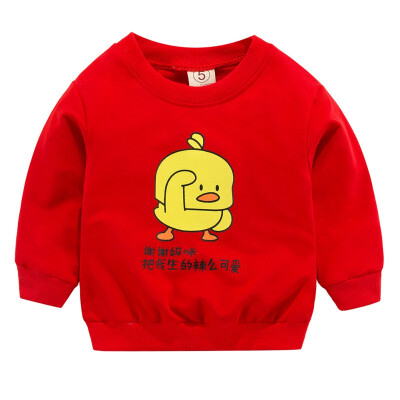 

New Arrival Baby Boys Girls Sweatshirts Spring Autumn Children Duckling Red Long Sleeves Sweater Kids T-shirt Clothes