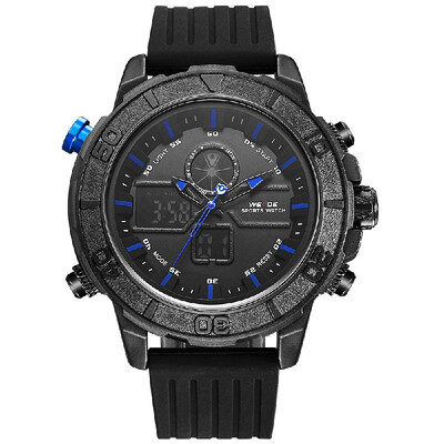 

WEIDE WH6108 Dual Display Quartz Digital Luminous Men Watch Sports 3ATM Waterproof Big Dial Large Face Stopwatch Timer Week Alarm