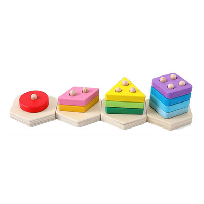 

Tailored Wooden Stacked Blocks Geometric Set Cognitive Baby Educational Toys