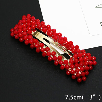 

Red Artificial Pearl Hair Clip Bb Barrettes Hair Clips Pins Hair Accessories Gift For Women Girls