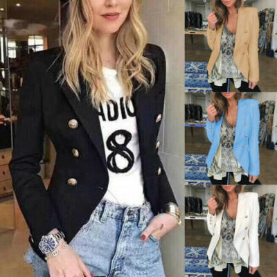 

UK Women Long Sleeve Slim Button Blazer Suit Casual Coat Work Jacket Formal Tops