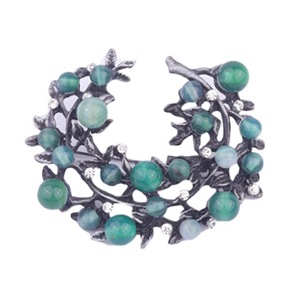 

New Style Stone Bouquet Plant Leaf Brooches Vintage Women Brooch With Wedding Scarf Pins Up Fashion Jewelry