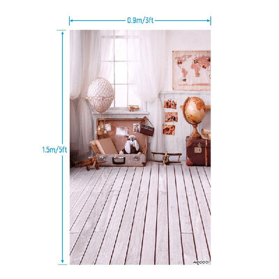 

Andoer 15 09m5 3ft Travel Theme Photography Background World Map Tellurion Luggage Wood Floor Backdrop for Newborn Baby Pho